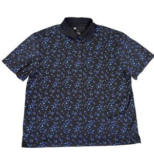 HAGGAR Easy Care Men's Polo size L Quick dry performance shirt sharks design